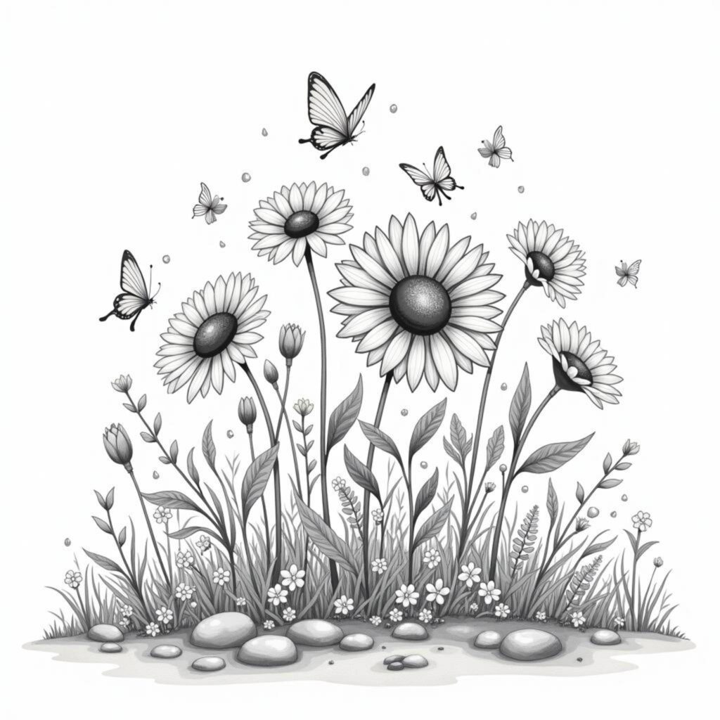 Blumenwelt-Immerwahnsichtcopyright-free-kostenlos-ausmalbild-malvorlage-coloringpage
