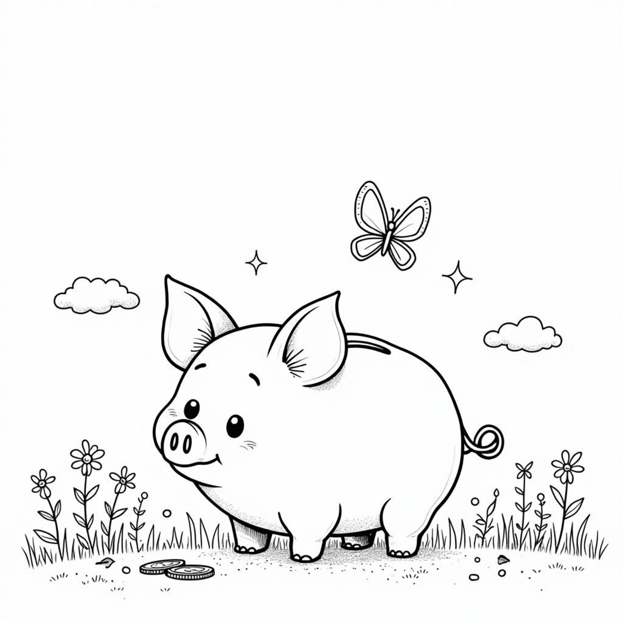 Deutsches-Pferd-Schweinichen-Wasser-Sparhauscopyright-free-kostenlos-ausmalbild-malvorlage-coloringpage