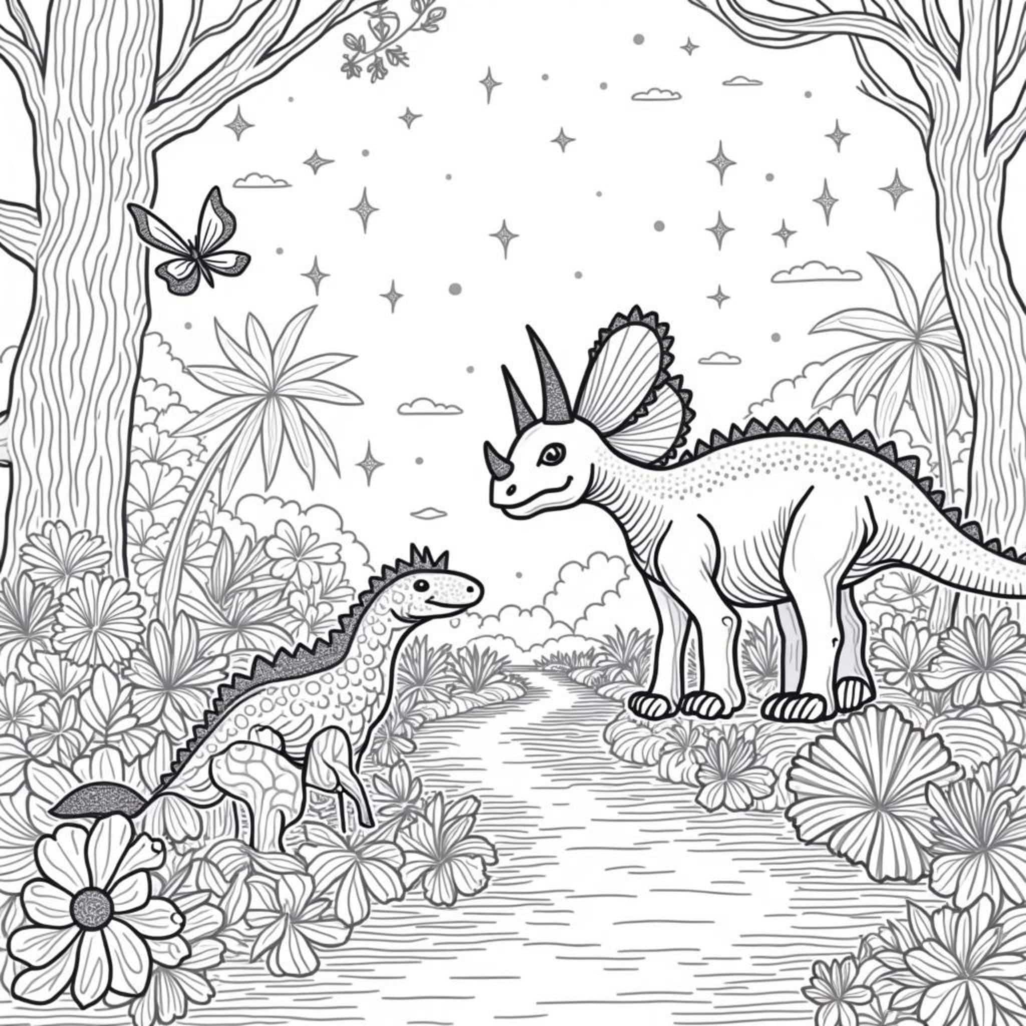 Dino-Welt-Im-Ferncopyright-free-kostenlos-ausmalbild-malvorlage-coloringpage