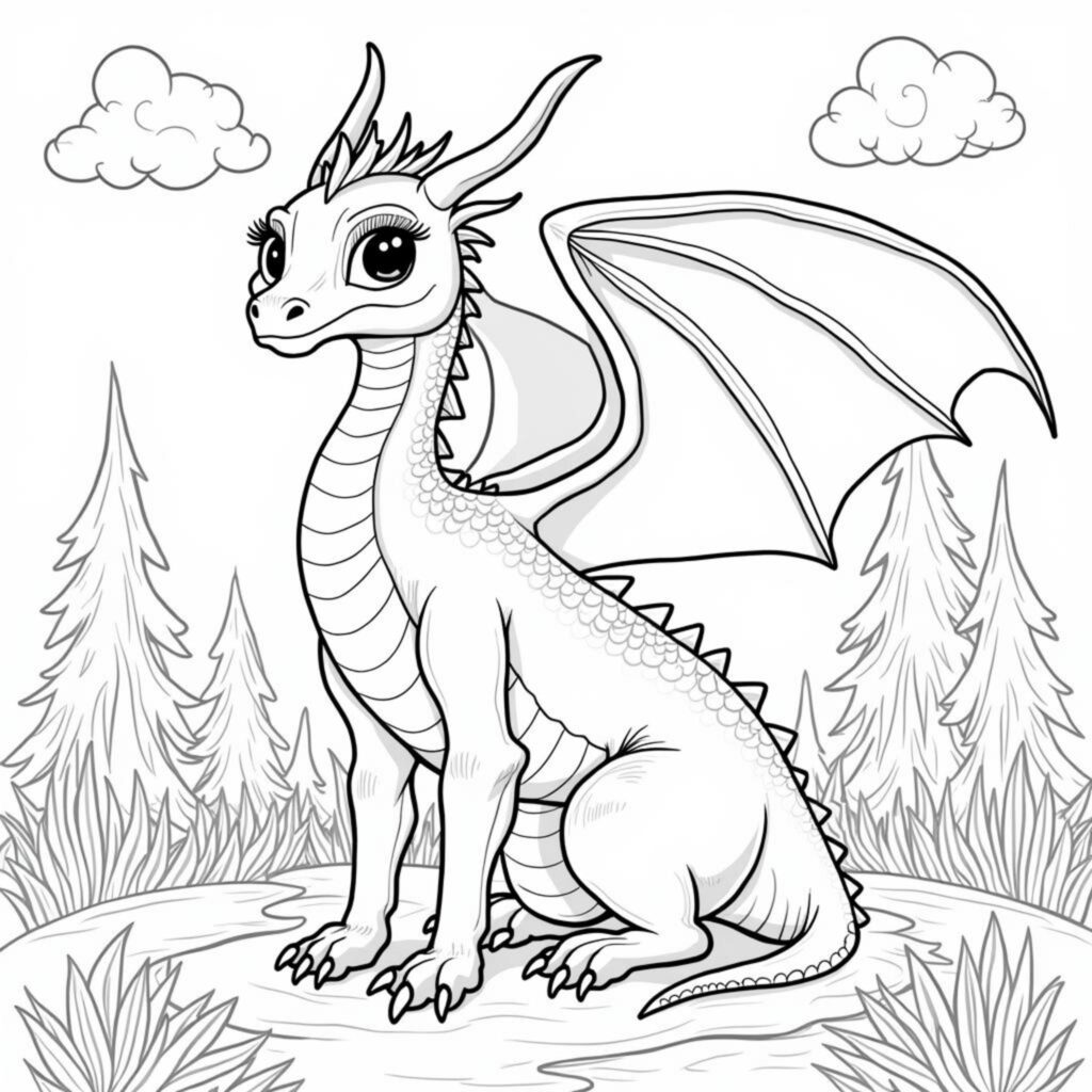Drachen-Paradiescopyright-free-kostenlos-ausmalbild-malvorlage-coloringpage