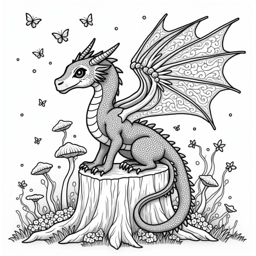 Drachenwaldschlafplatzcopyright-free-kostenlos-ausmalbild-malvorlage-coloringpage
