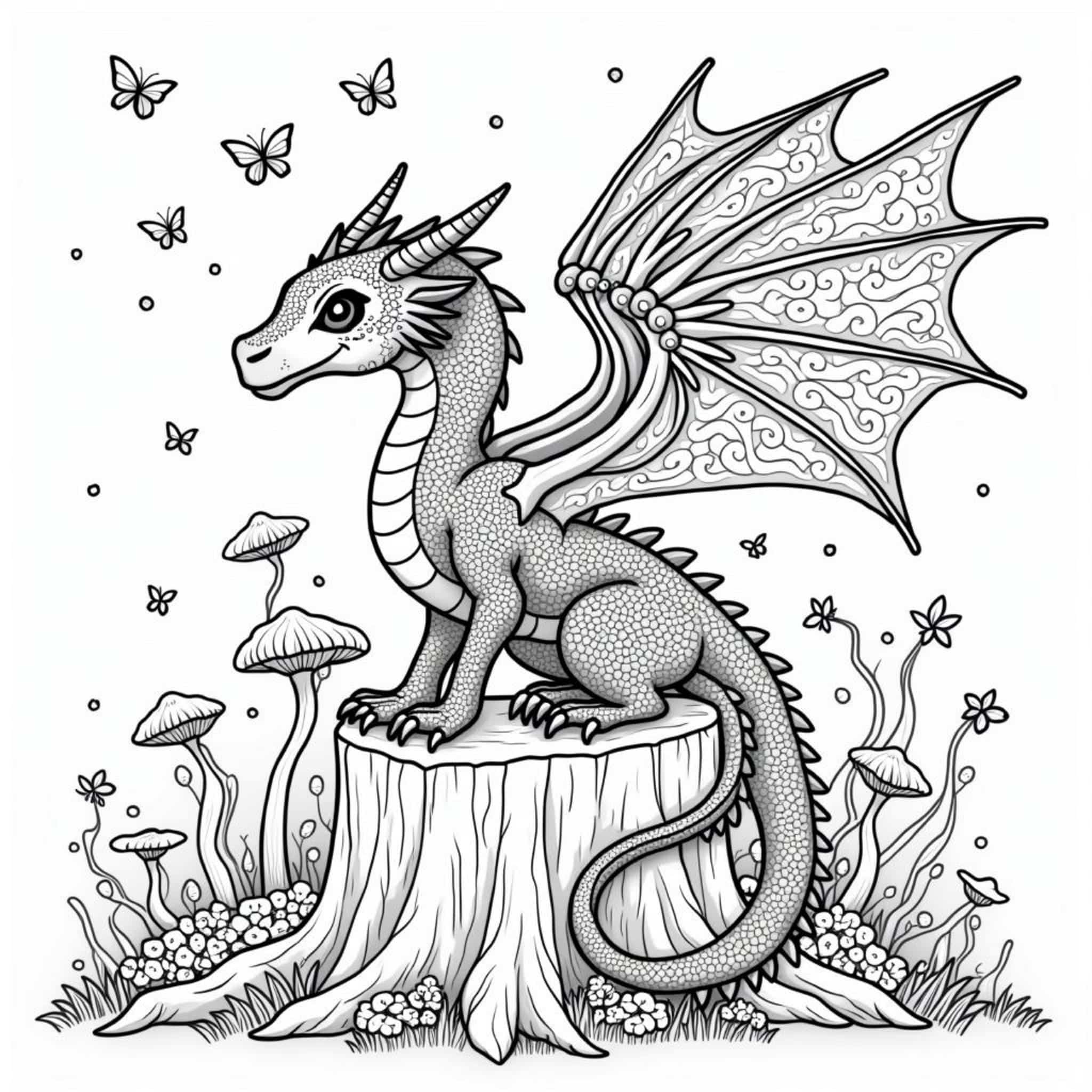 Drachenwaldschlafplatzcopyright-free-kostenlos-ausmalbild-malvorlage-coloringpage