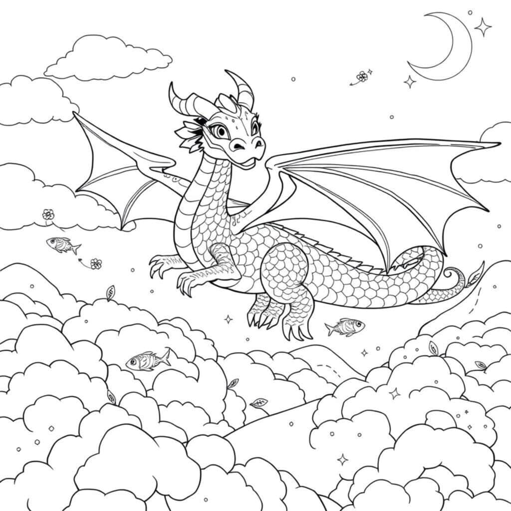 Drachenwelt-Wolkenreichcopyright-free-kostenlos-ausmalbild-malvorlage-coloringpage