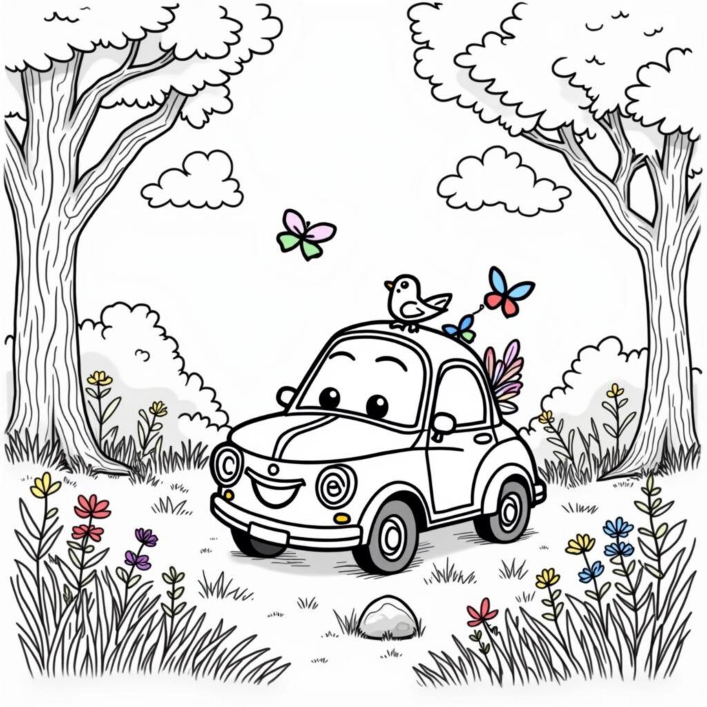 Drei-Ryder-Flowerwagencopyright-free-kostenlos-ausmalbild-malvorlage-coloringpage