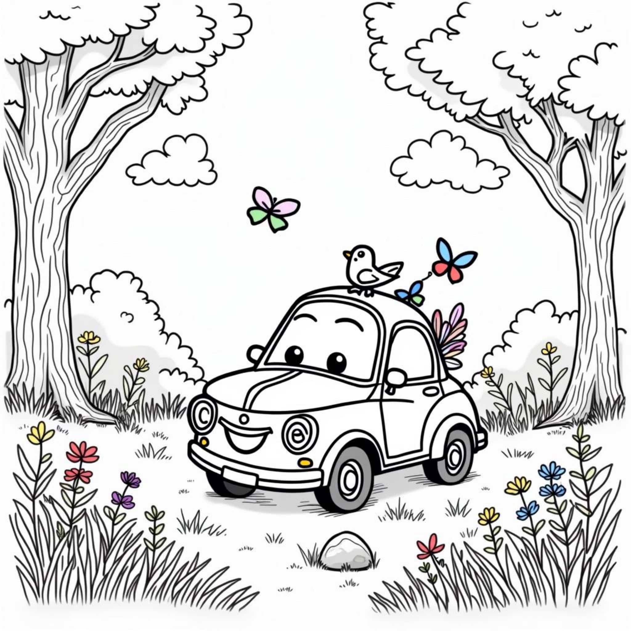 Drei-Ryder-Flowerwagencopyright-free-kostenlos-ausmalbild-malvorlage-coloringpage