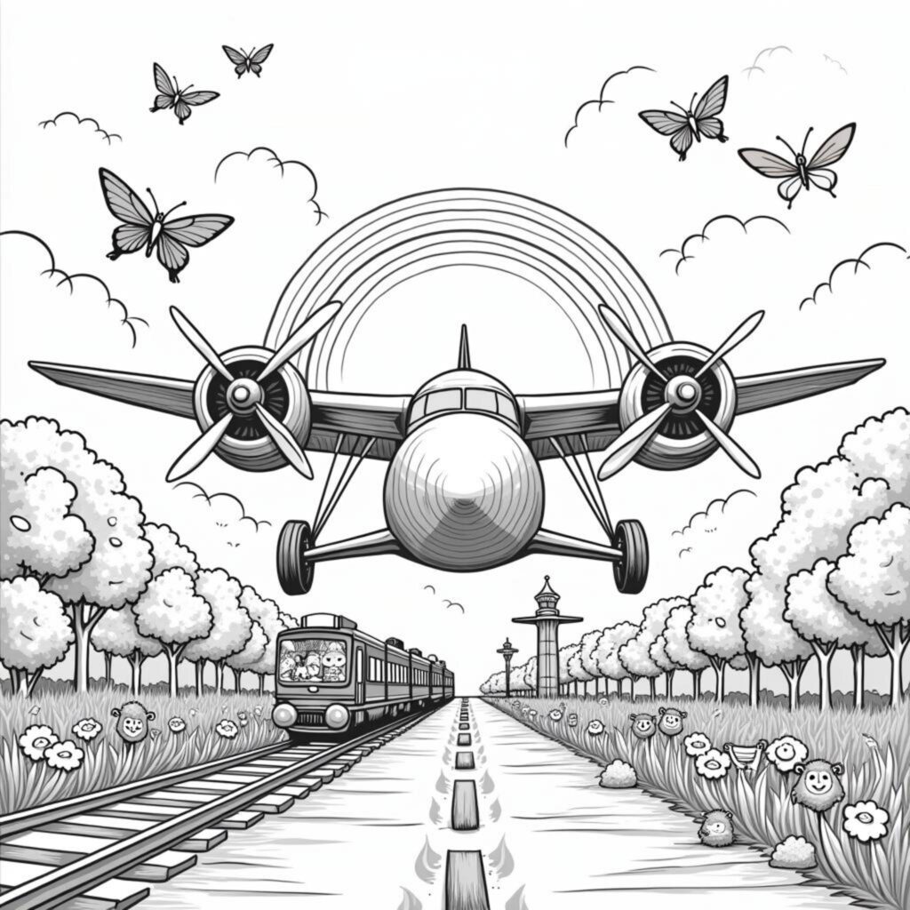 Flugzeug-Volkswagen-Airportcopyright-free-kostenlos-ausmalbild-malvorlage-coloringpage