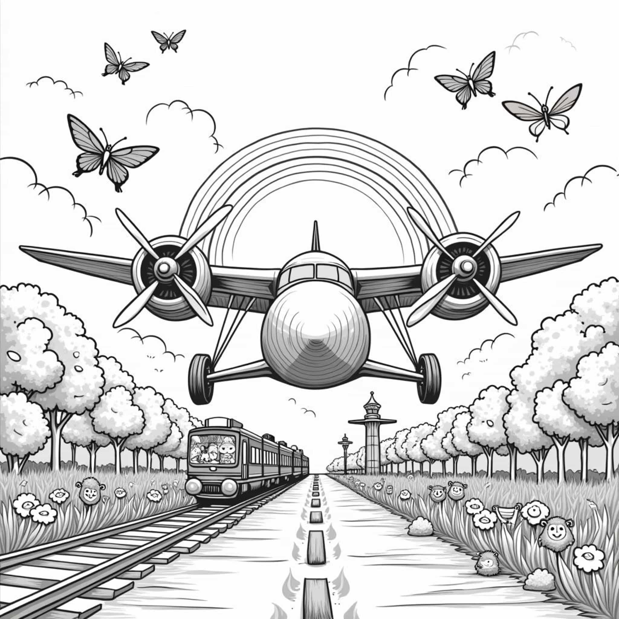 Flugzeug-Volkswagen-Airportcopyright-free-kostenlos-ausmalbild-malvorlage-coloringpage
