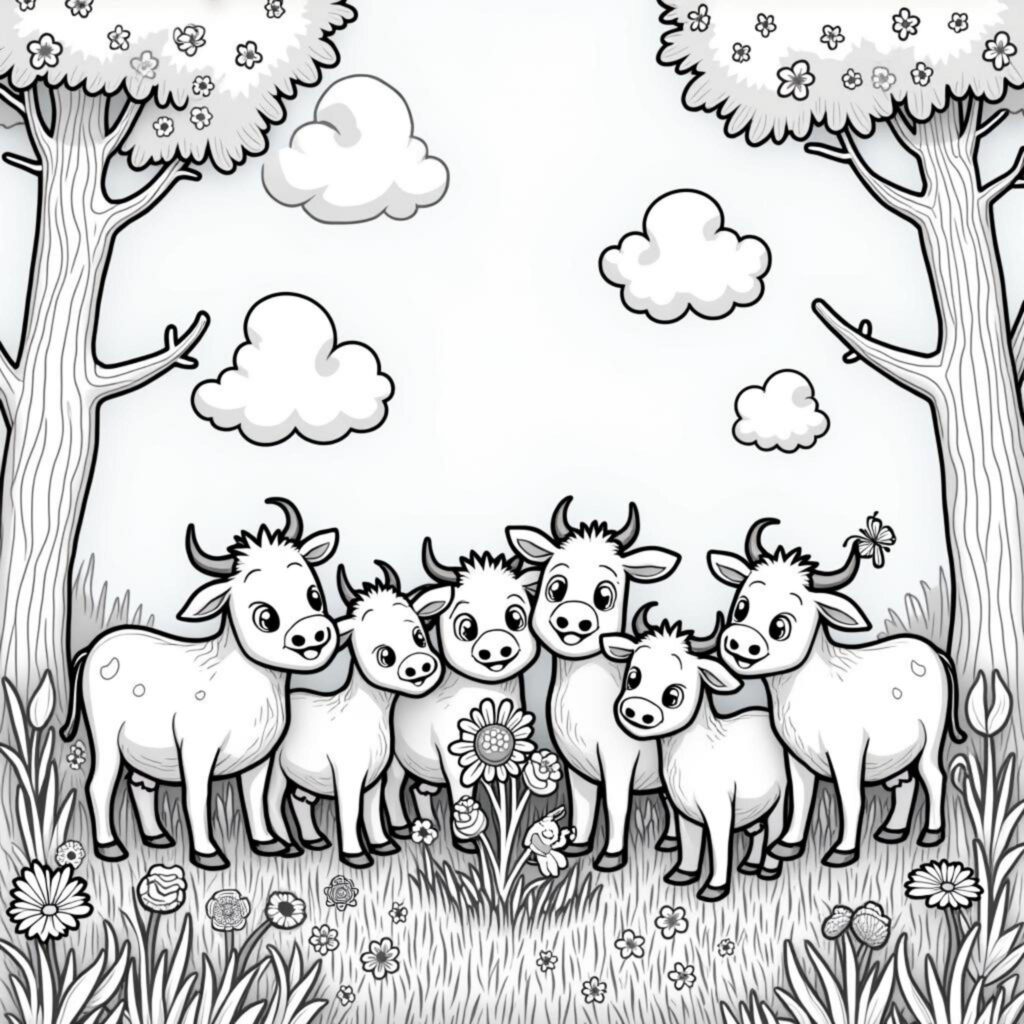 Gryne-Kuh-Paradiescopyright-free-kostenlos-ausmalbild-malvorlage-coloringpage