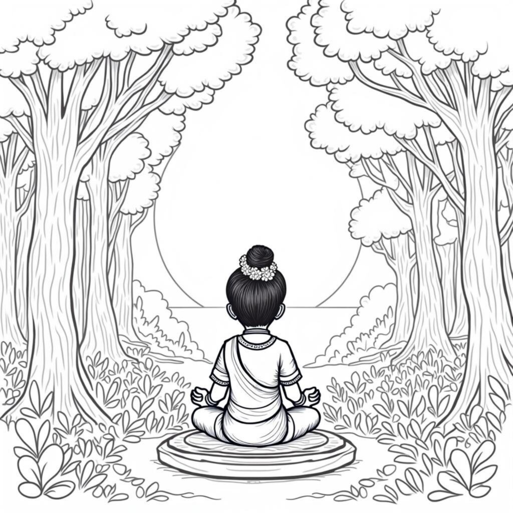Hindu-Mondriten-Szenecopyright-free-kostenlos-ausmalbild-malvorlage-coloringpage