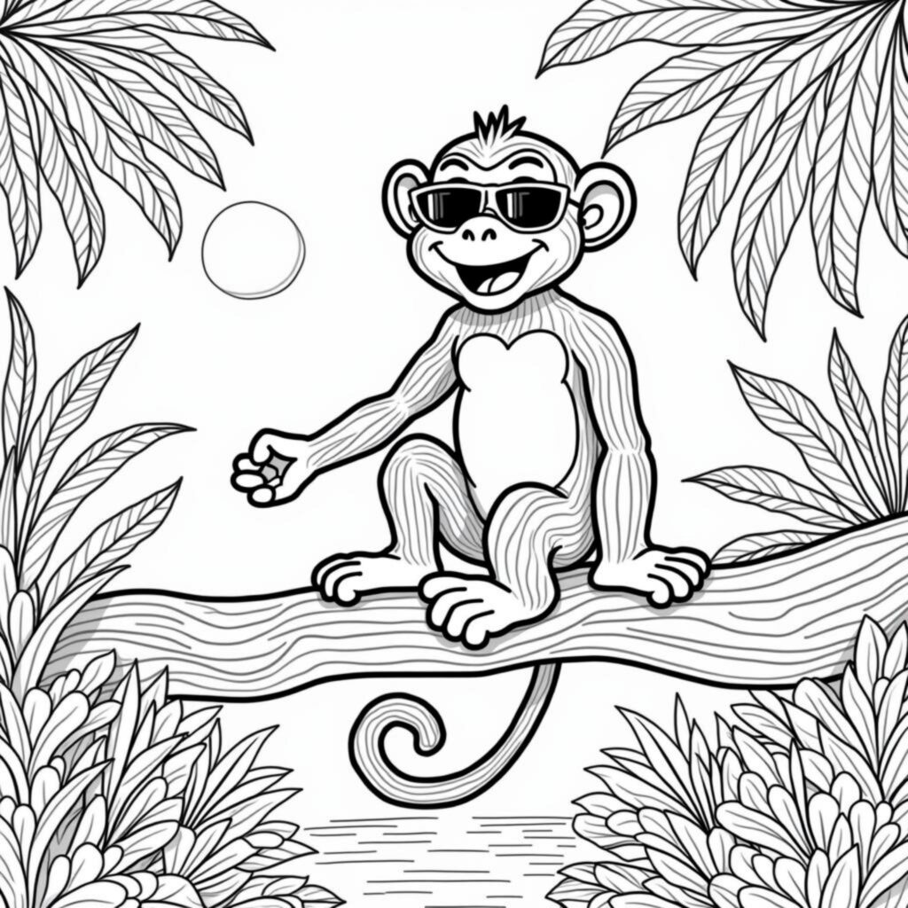 Hocher-Freizeit-Orang-Uterbank-Palme-Sonnecopyright-free-kostenlos-ausmalbild-malvorlage-coloringpage