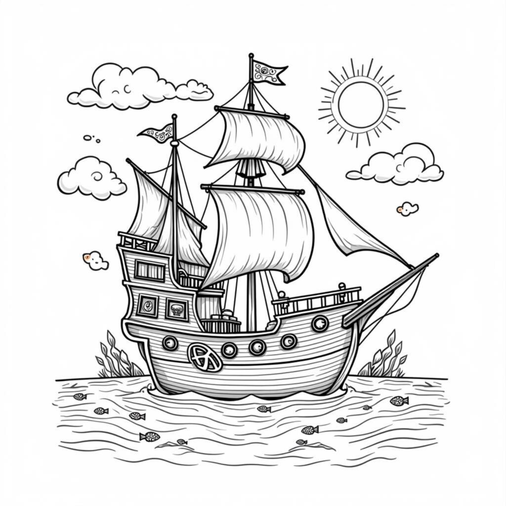 Kapitynskaravane-Die-Geheimnisvolle-Schatzsuchecopyright-free-kostenlos-ausmalbild-malvorlage-coloringpage