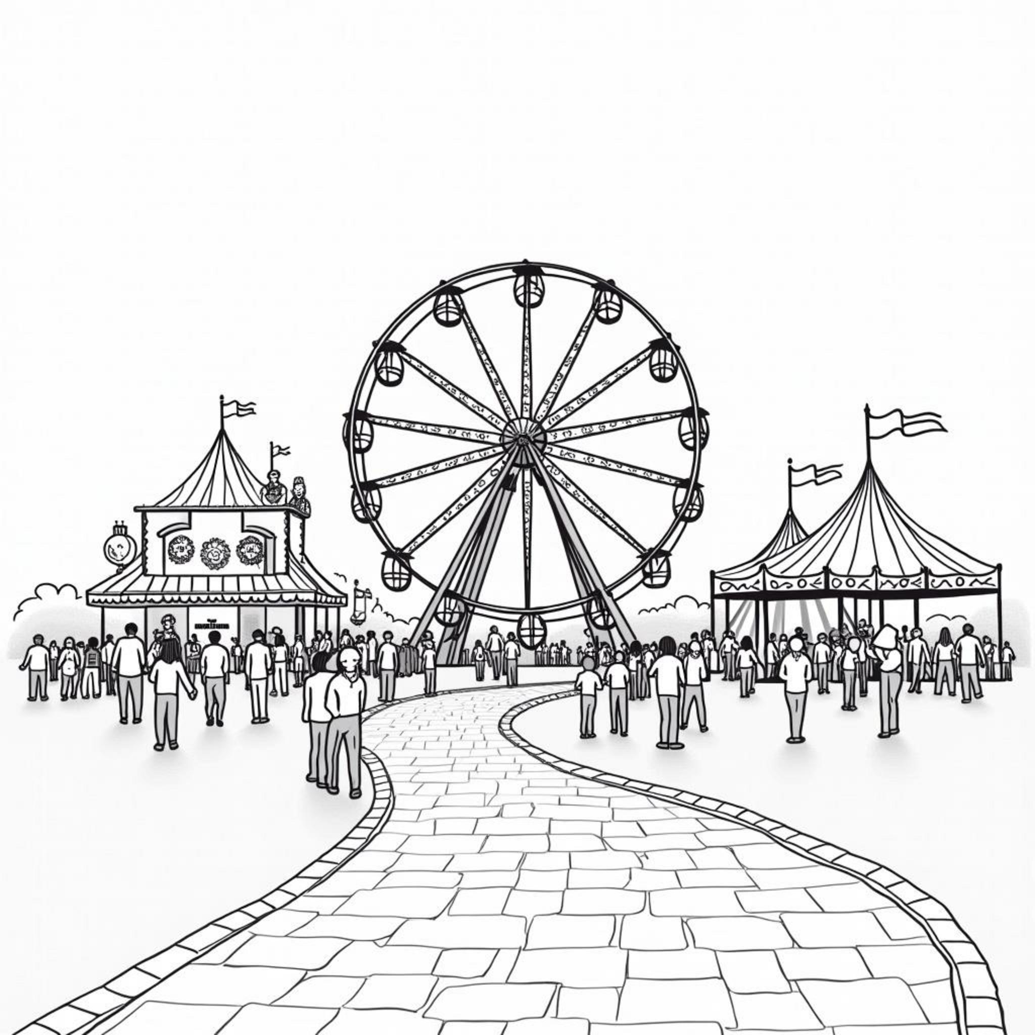 Karnevalsferrisradel-Familienfreizeit-Kinderfestcopyright-free-kostenlos-ausmalbild-malvorlage-coloringpage