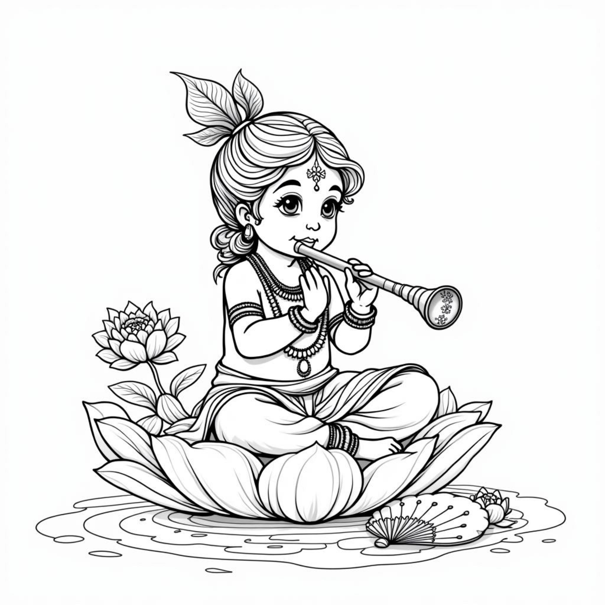 Krishna-Flyten-Entspannungcopyright-free-kostenlos-ausmalbild-malvorlage-coloringpage