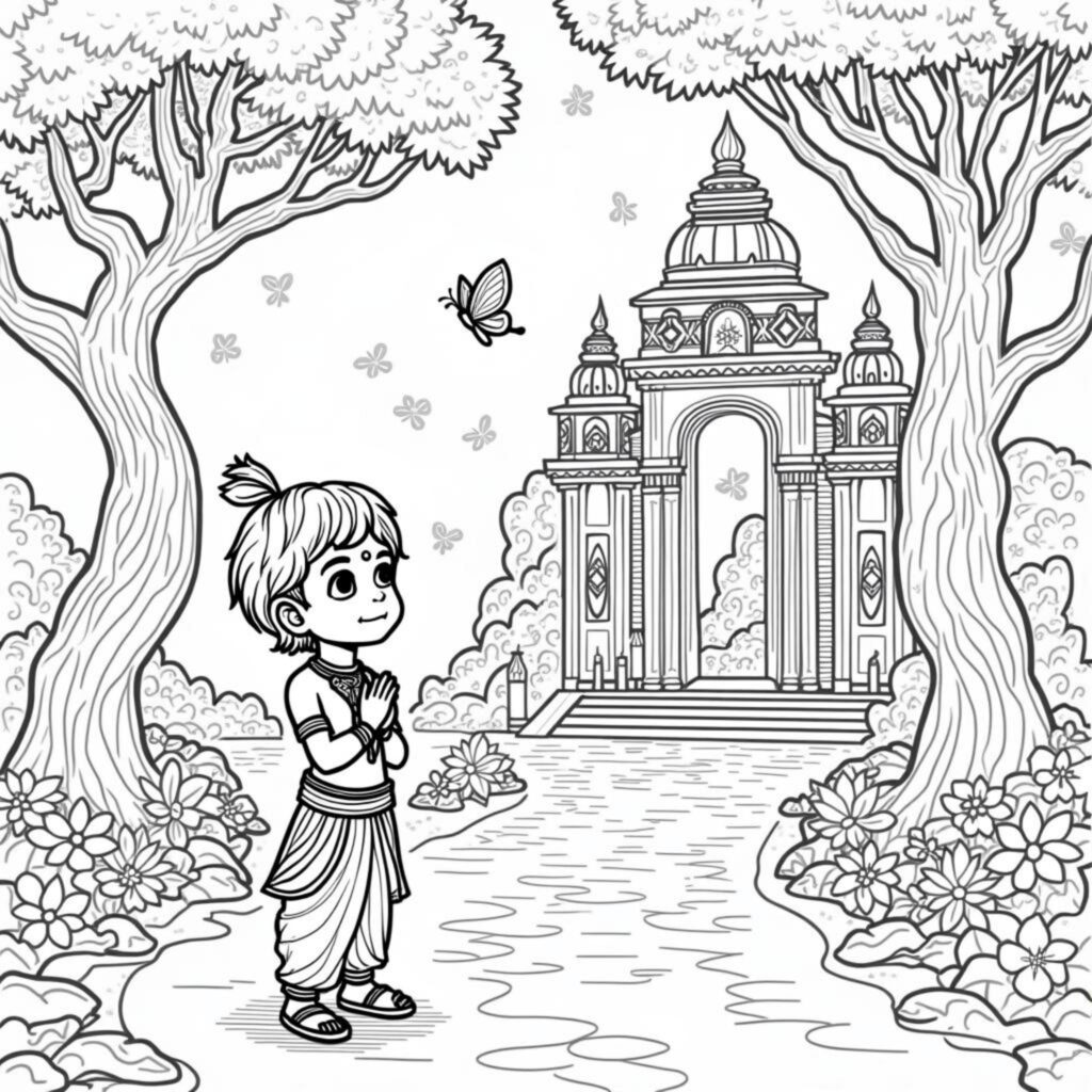 Krishna-Freudigkeit-Der-Templecopyright-free-kostenlos-ausmalbild-malvorlage-coloringpage