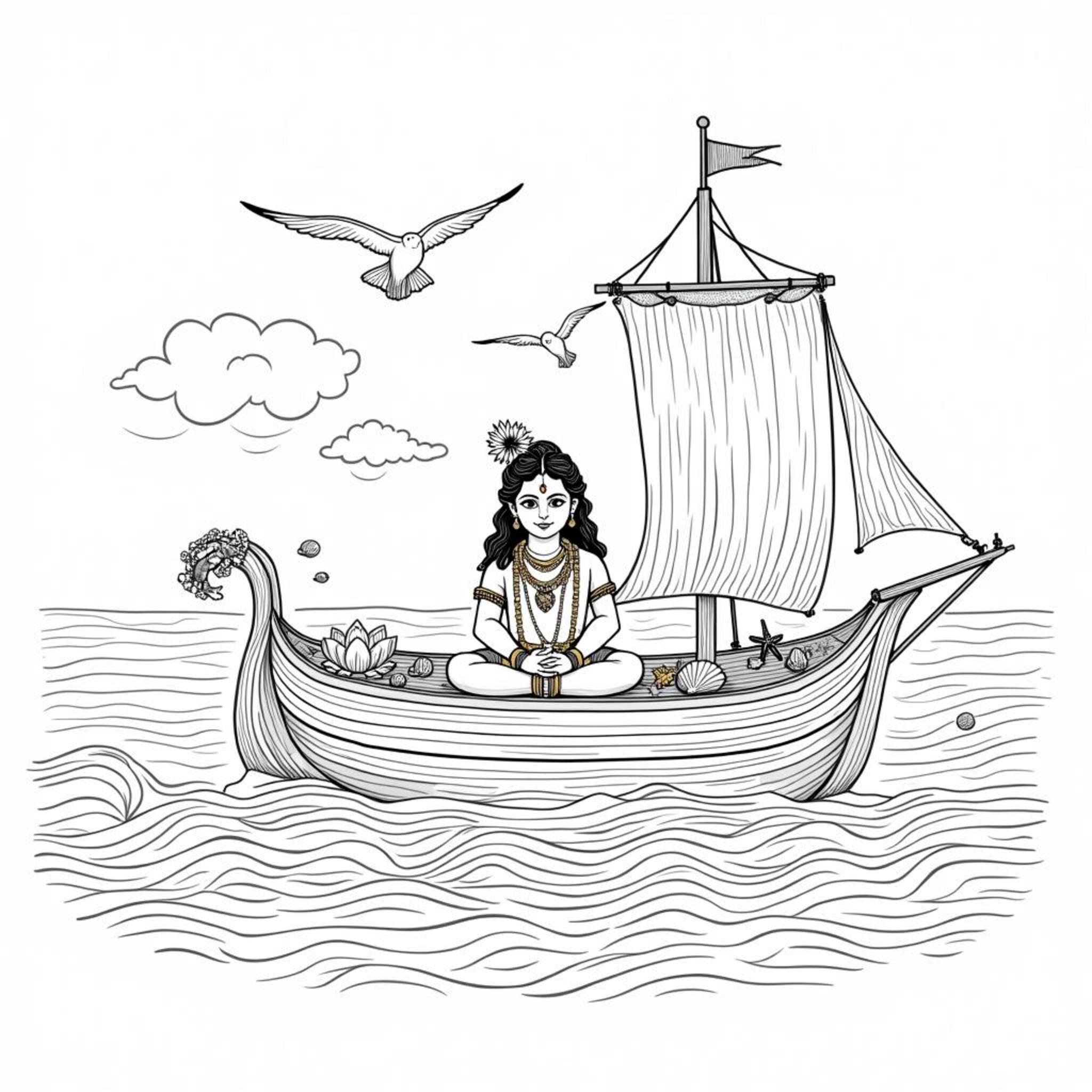Krishna-Schiff-Stillstandcopyright-free-kostenlos-ausmalbild-malvorlage-coloringpage