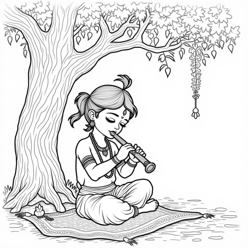 Krishna-Sitz-meditationcopyright-free-kostenlos-ausmalbild-malvorlage-coloringpage