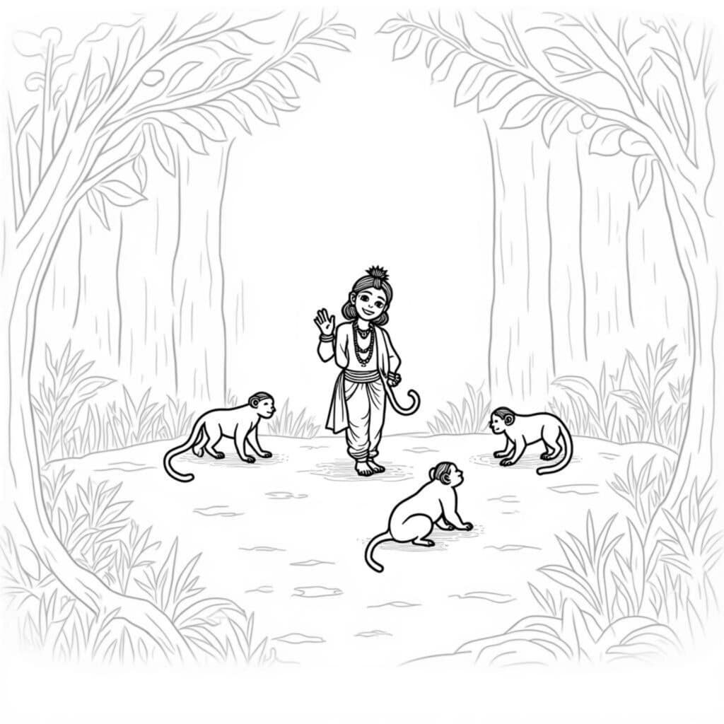 Krishnas-Waldparadies-Ein-Ort-der-Ruhe-und-Freudecopyright-free-kostenlos-ausmalbild-malvorlage-coloringpage