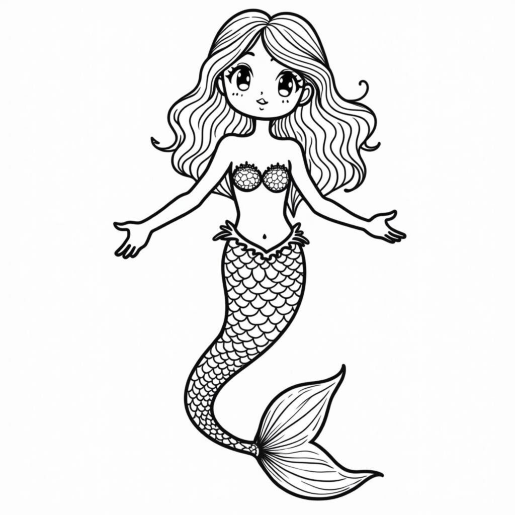 Meerjungfernpanzercopyright-free-kostenlos-ausmalbild-malvorlage-coloringpage