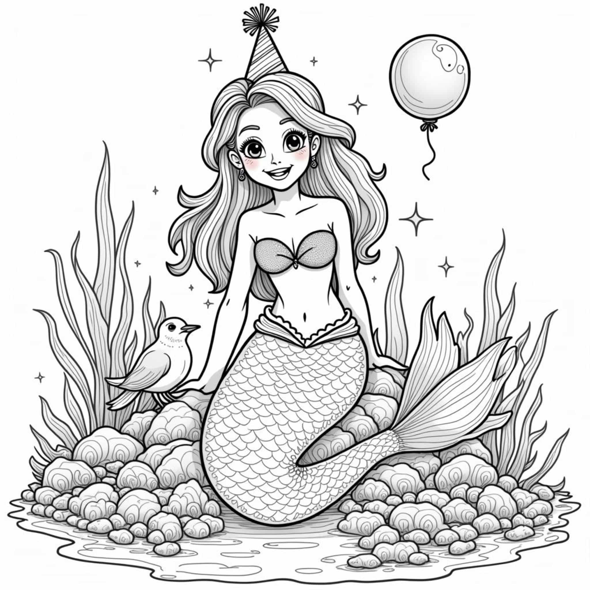 Mermaid-Paradies-Wunderlandcopyright-free-kostenlos-ausmalbild-malvorlage-coloringpage