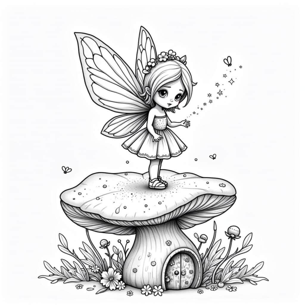 Muschroomfeecopyright-free-kostenlos-ausmalbild-malvorlage-coloringpage