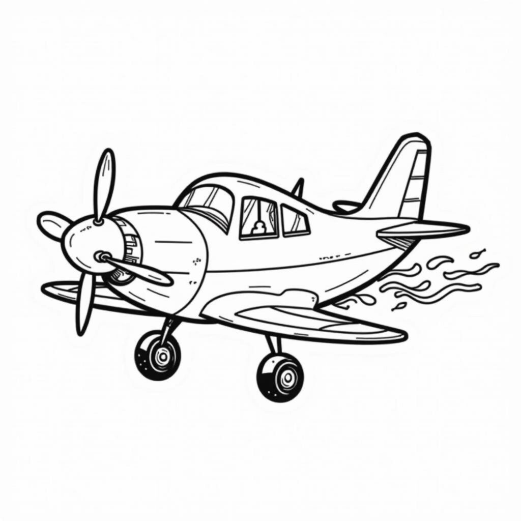 Orangeflugzeug-mit-Sonnenscheincopyright-free-kostenlos-ausmalbild-malvorlage-coloringpage