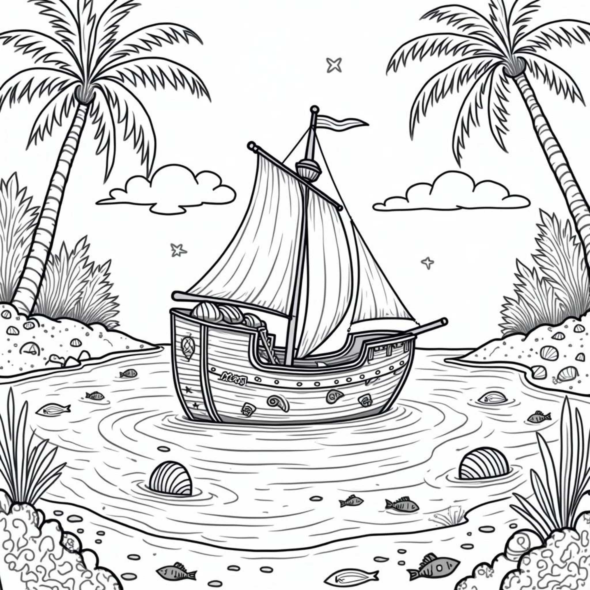 Paradiesfahrtcopyright-free-kostenlos-ausmalbild-malvorlage-coloringpage