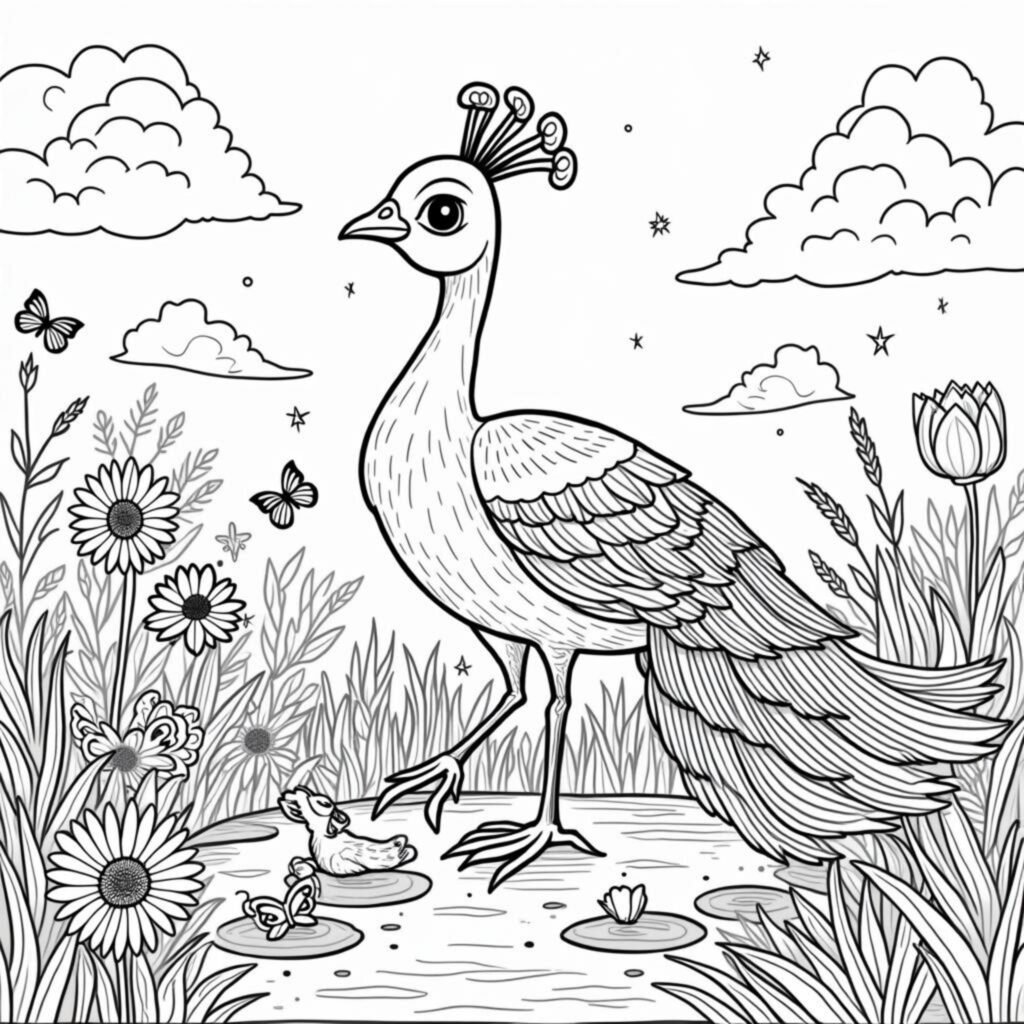 Peacock-Sonnenseite-Freudecopyright-free-kostenlos-ausmalbild-malvorlage-coloringpage