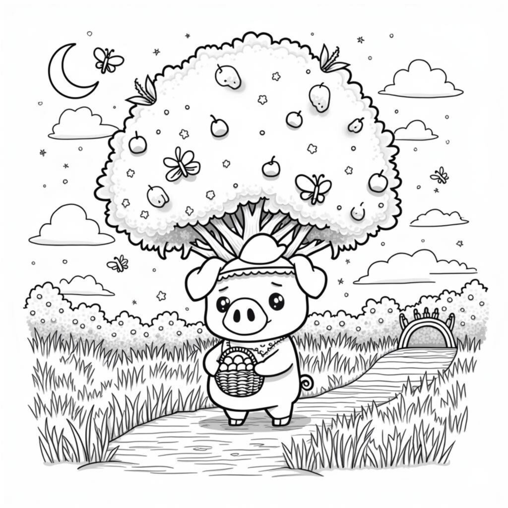 Pechbaum-Pferd-Brotcopyright-free-kostenlos-ausmalbild-malvorlage-coloringpage