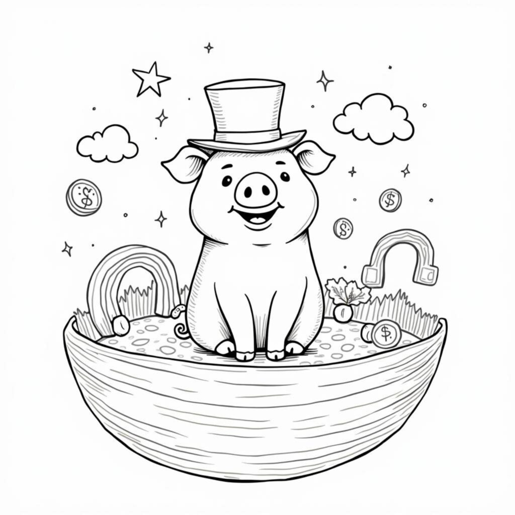 Pfennigschatz-Universumcopyright-free-kostenlos-ausmalbild-malvorlage-coloringpage