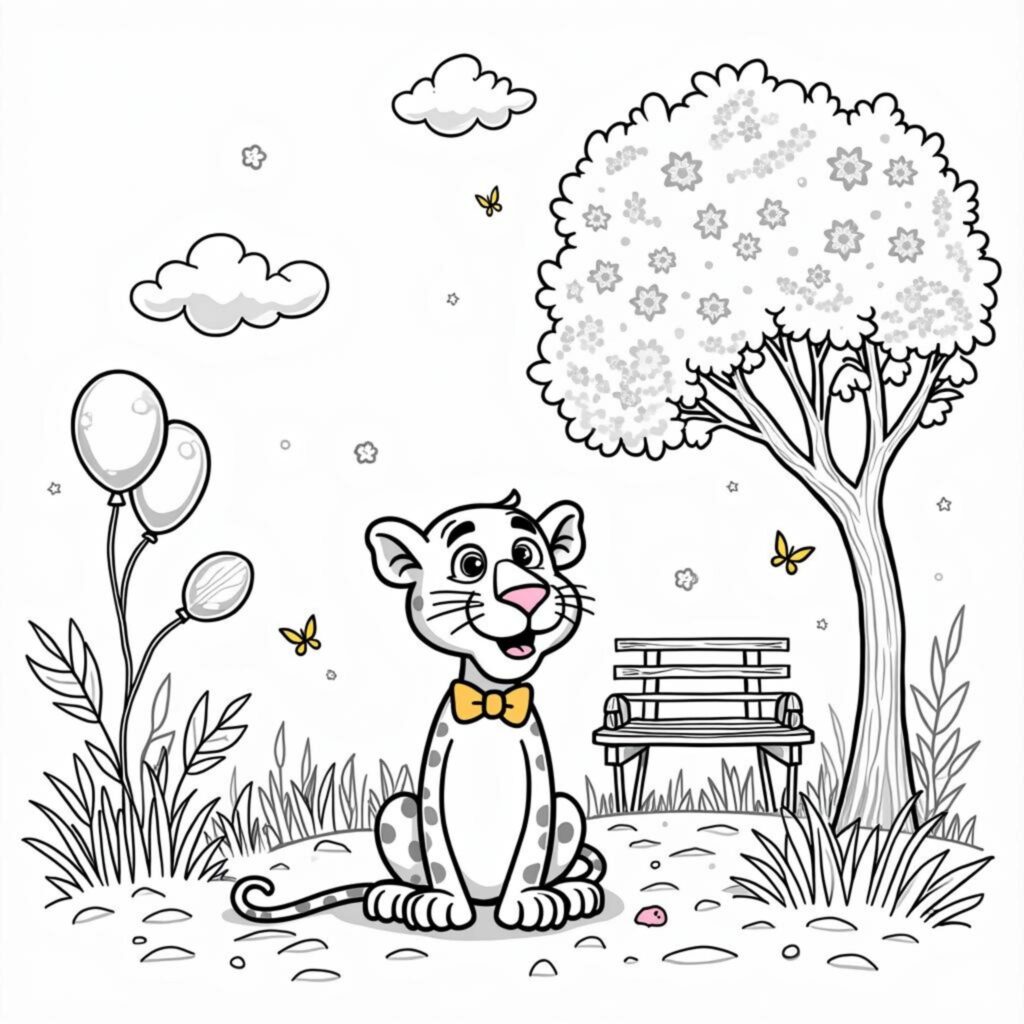 Pinker-Panther-Blume-Spielplatzcopyright-free-kostenlos-ausmalbild-malvorlage-coloringpage