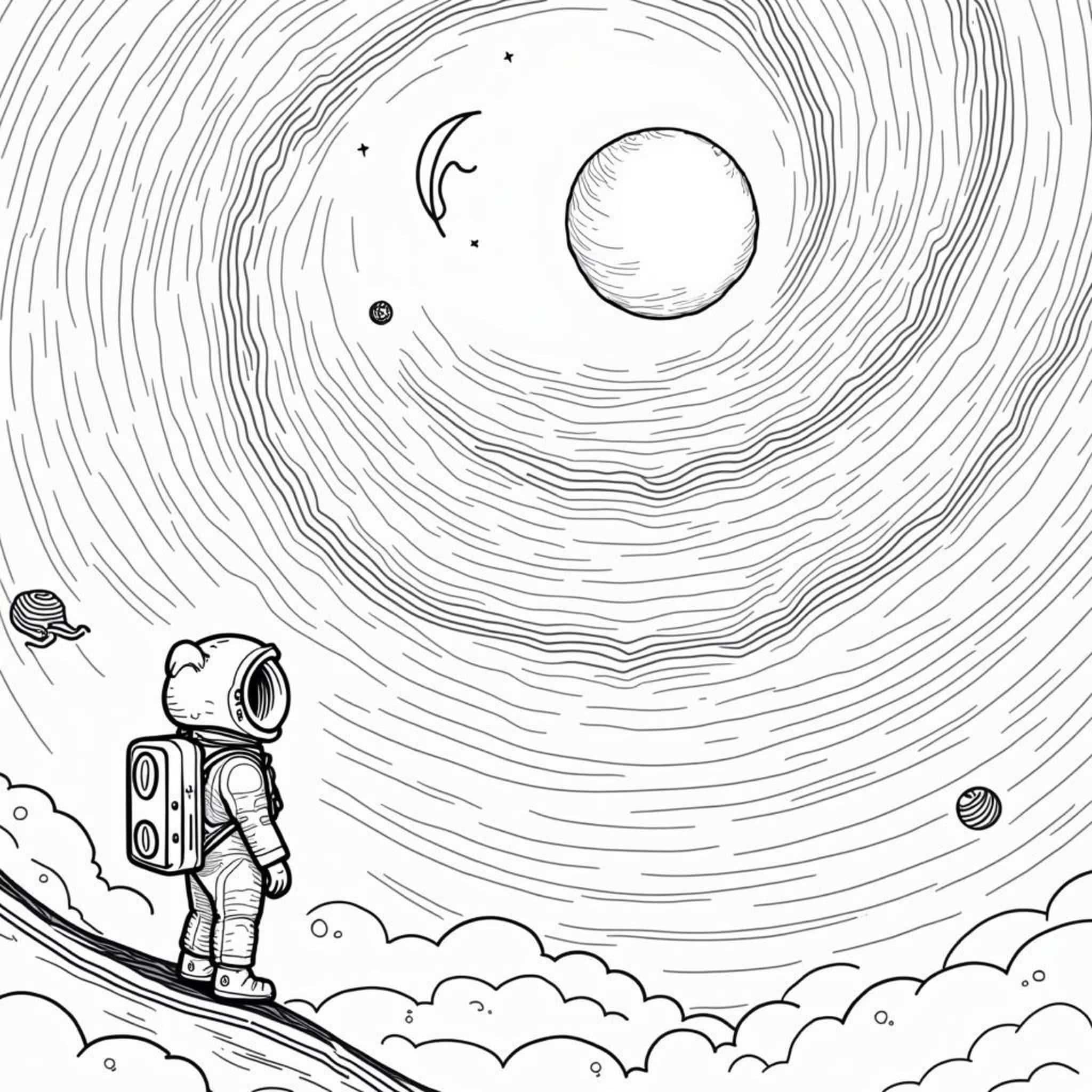 Raumfahrer-im-Nebelmeercopyright-free-kostenlos-ausmalbild-malvorlage-coloringpage