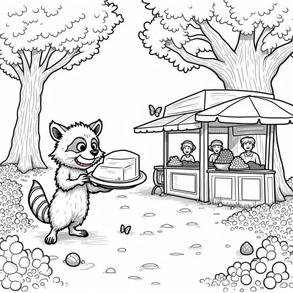 Rheinischer-Syyigkeiten-Diebe-Markthistorien-des-Waldescopyright-free-kostenlos-ausmalbild-malvorlage-coloringpage