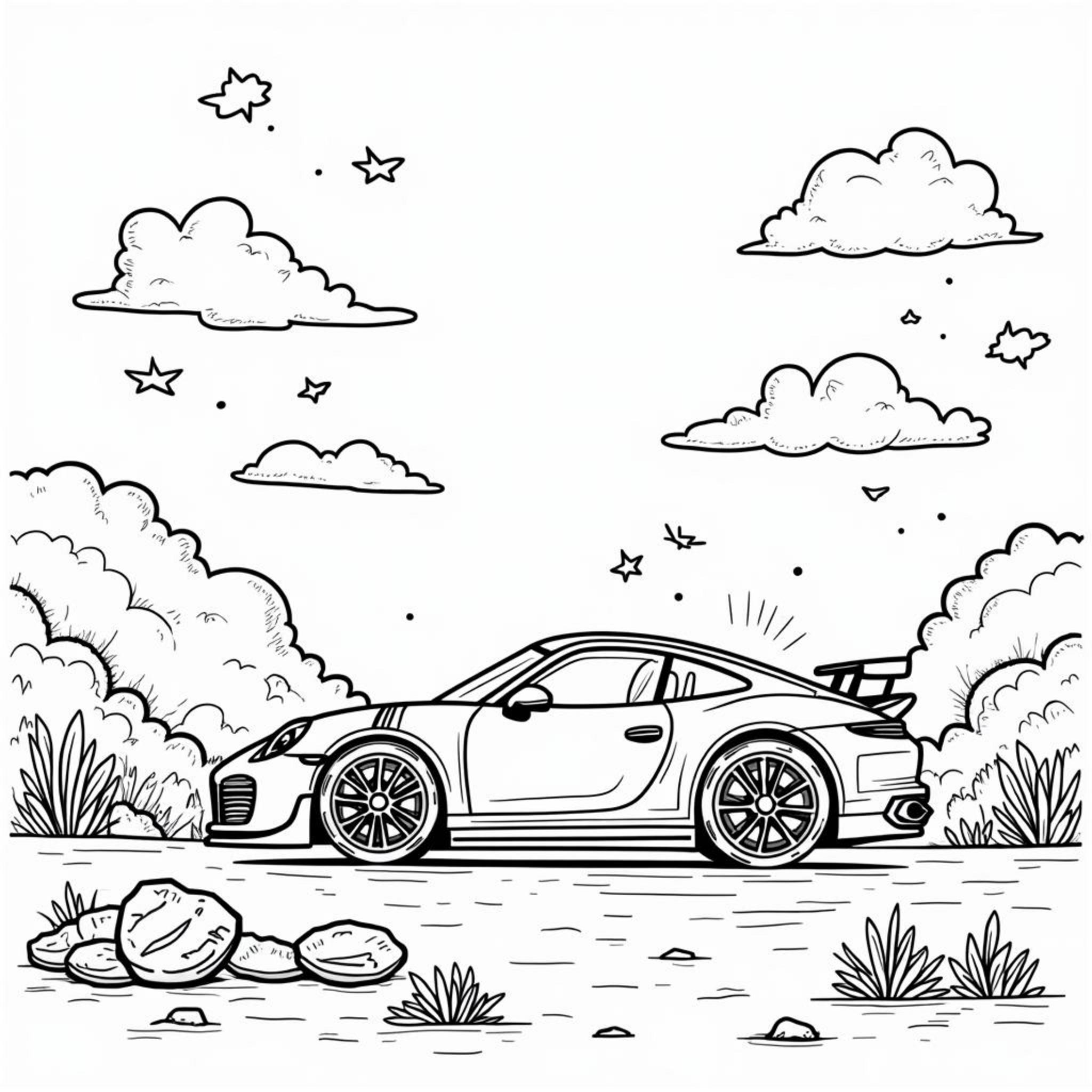 Rotes-Sport-Car-Radwegcopyright-free-kostenlos-ausmalbild-malvorlage-coloringpage