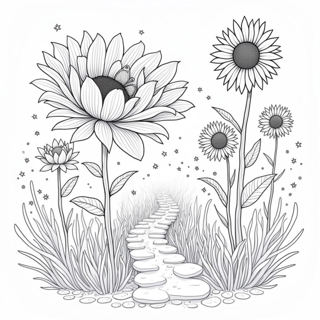Schynheit-im-Garten-Peonie-Paradiescopyright-free-kostenlos-ausmalbild-malvorlage-coloringpage