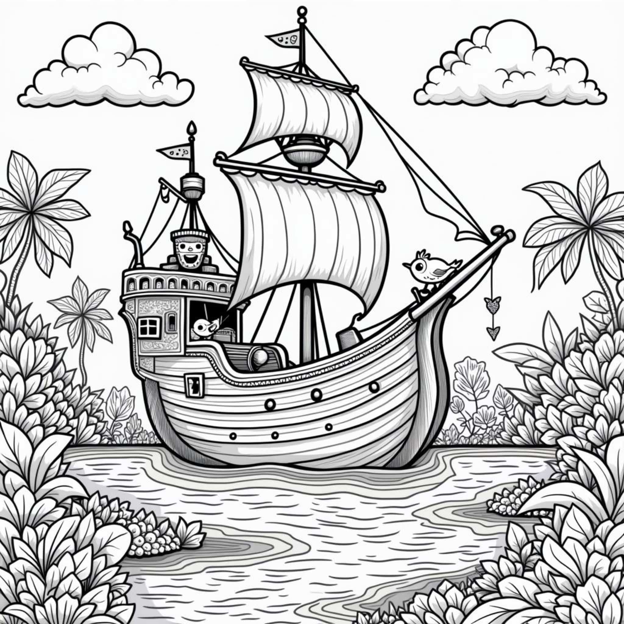 Seemanns-Schiff-Abenteuercopyright-free-kostenlos-ausmalbild-malvorlage-coloringpage