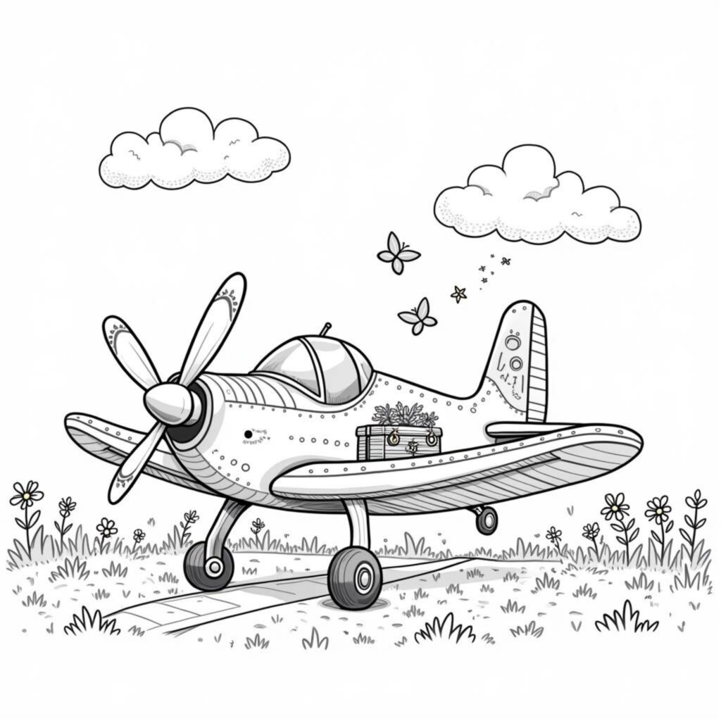 SpielzeugFlugzeug-ysthetikcopyright-free-kostenlos-ausmalbild-malvorlage-coloringpage