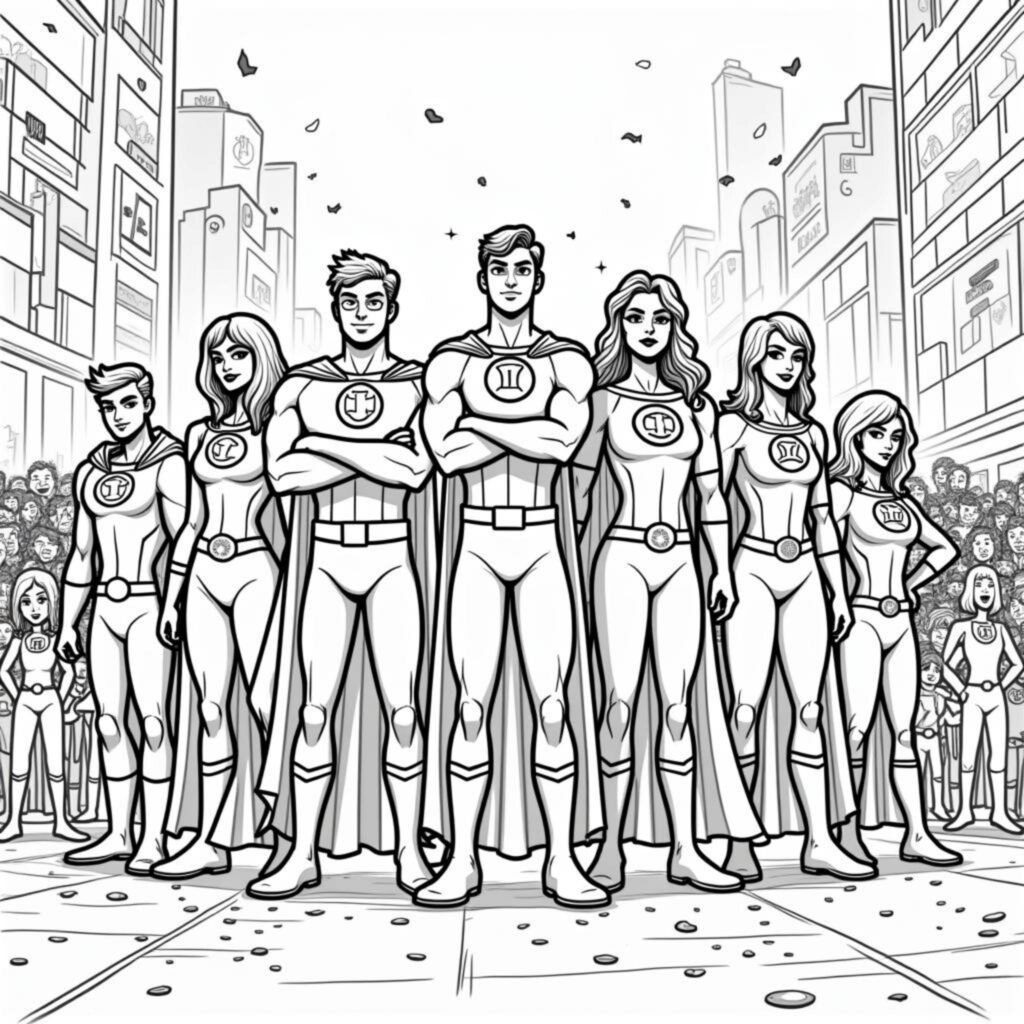 Superhelden-Sammlung-Vollstyndigcopyright-free-kostenlos-ausmalbild-malvorlage-coloringpage