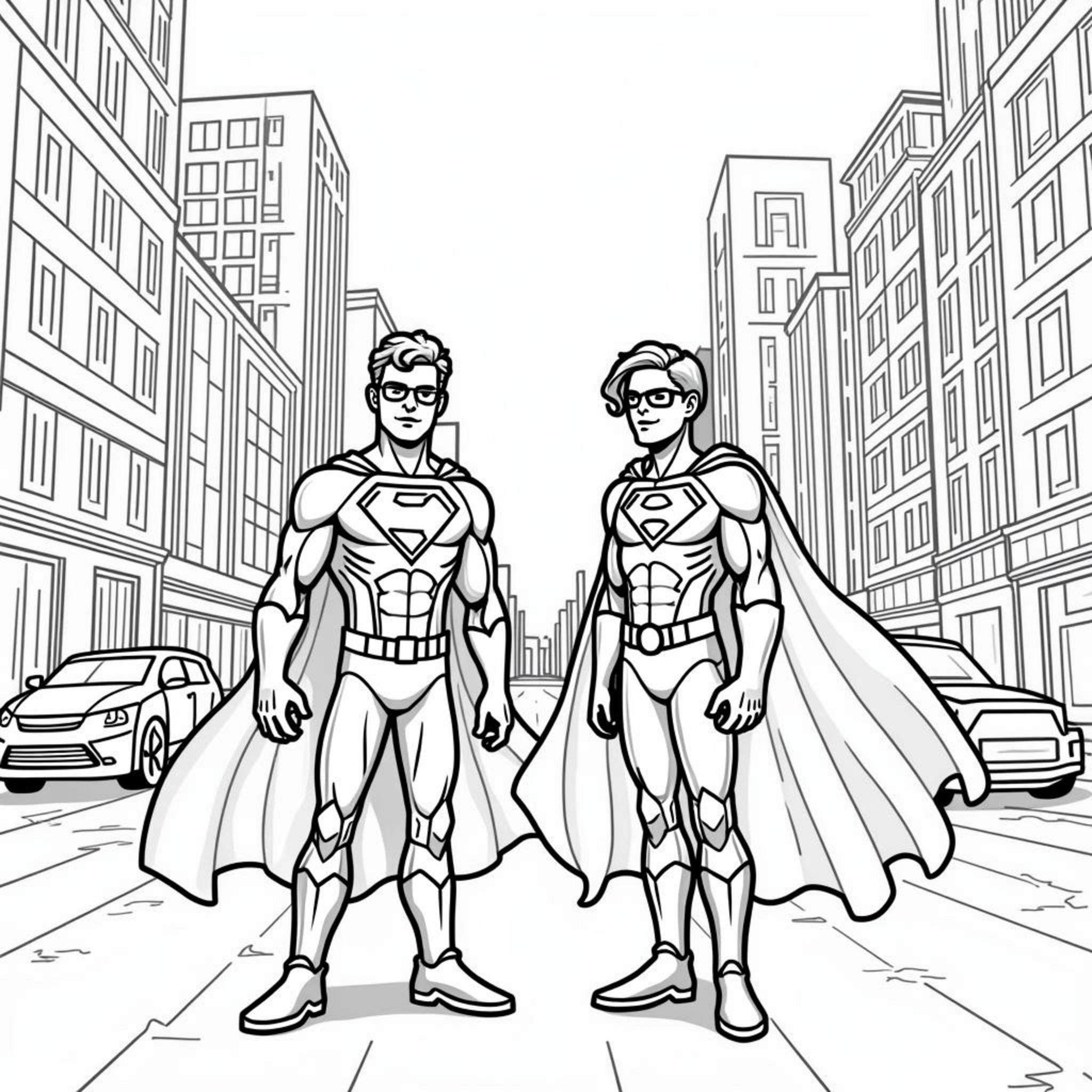 Superheldenstadt-Szenencopyright-free-kostenlos-ausmalbild-malvorlage-coloringpage