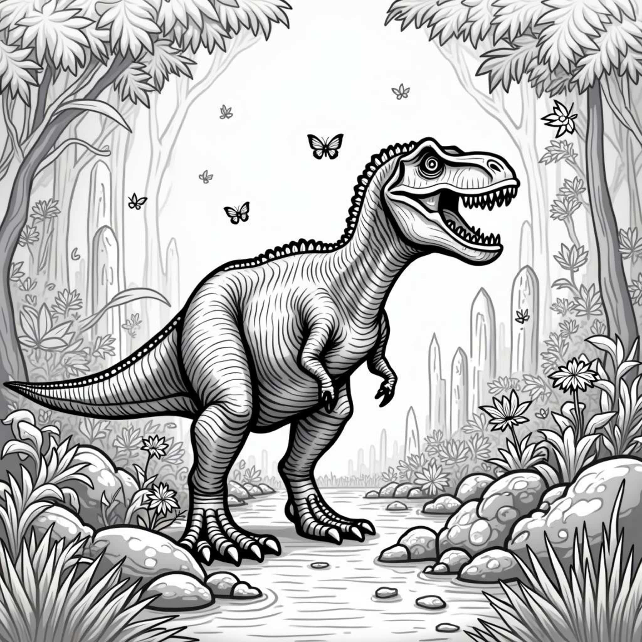 T-Rex-Dschungel-Paradiescopyright-free-kostenlos-ausmalbild-malvorlage-coloringpage