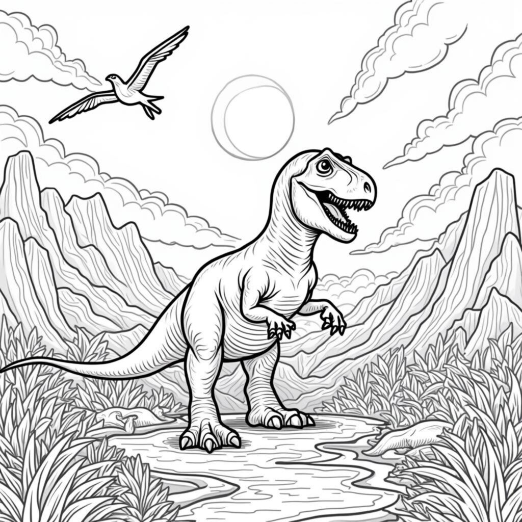 Tierpark-T-Rex-Urlaubcopyright-free-kostenlos-ausmalbild-malvorlage-coloringpage