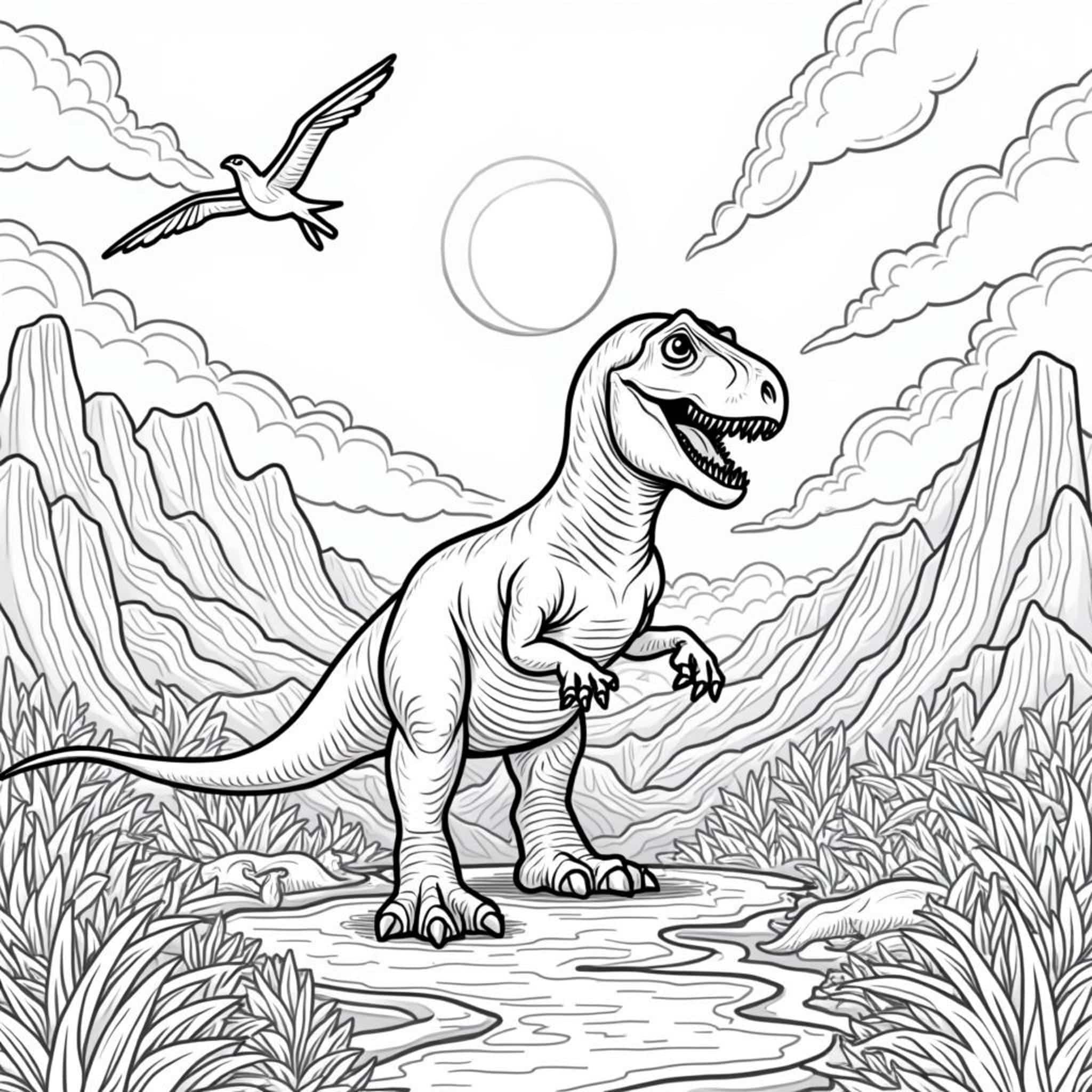 Tierpark-T-Rex-Urlaubcopyright-free-kostenlos-ausmalbild-malvorlage-coloringpage