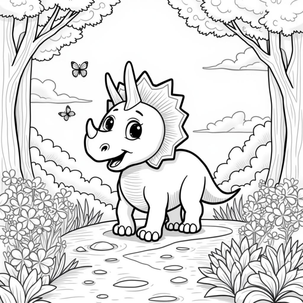 Triceratops-Pfade-zum-Herzlandcopyright-free-kostenlos-ausmalbild-malvorlage-coloringpage