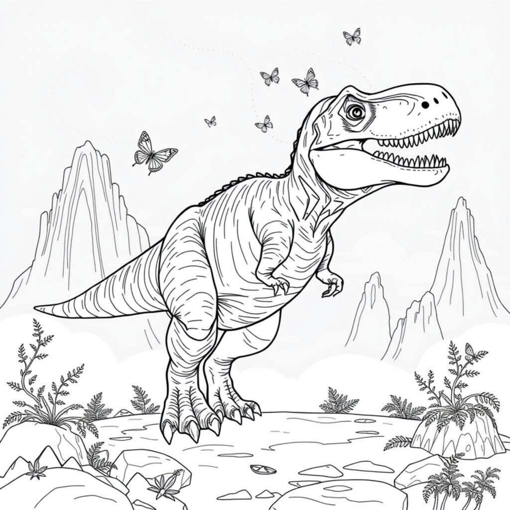 Tyrannosaurus_Rex-Weltmacht_Mistinselcopyright-free-kostenlos-ausmalbild-malvorlage-coloringpage