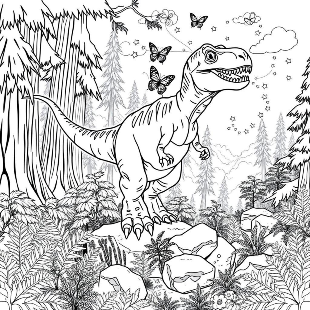 Tyranosaurus-Rex-Wildniscopyright-free-kostenlos-ausmalbild-malvorlage-coloringpage