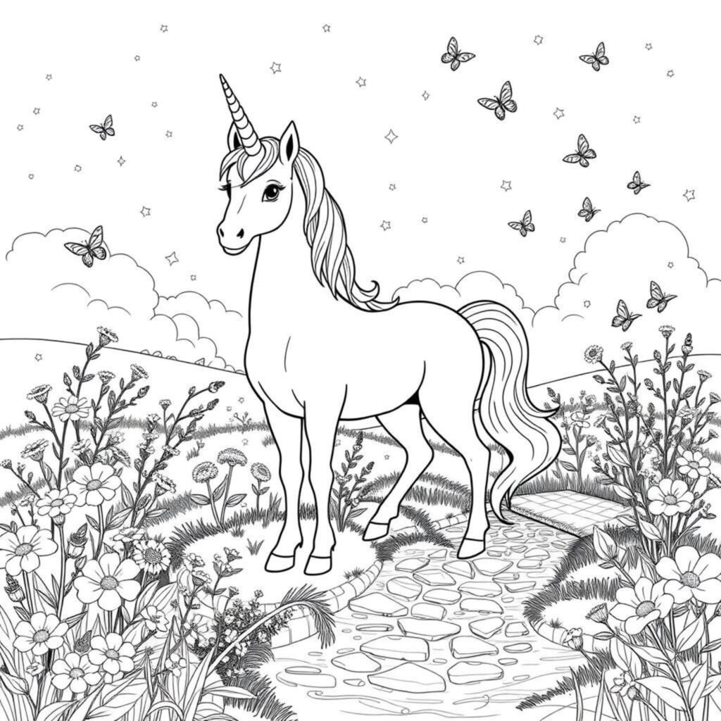 Unicorn-Enthusiast-Unterwelt-Fantasycopyright-free-kostenlos-ausmalbild-malvorlage-coloringpage