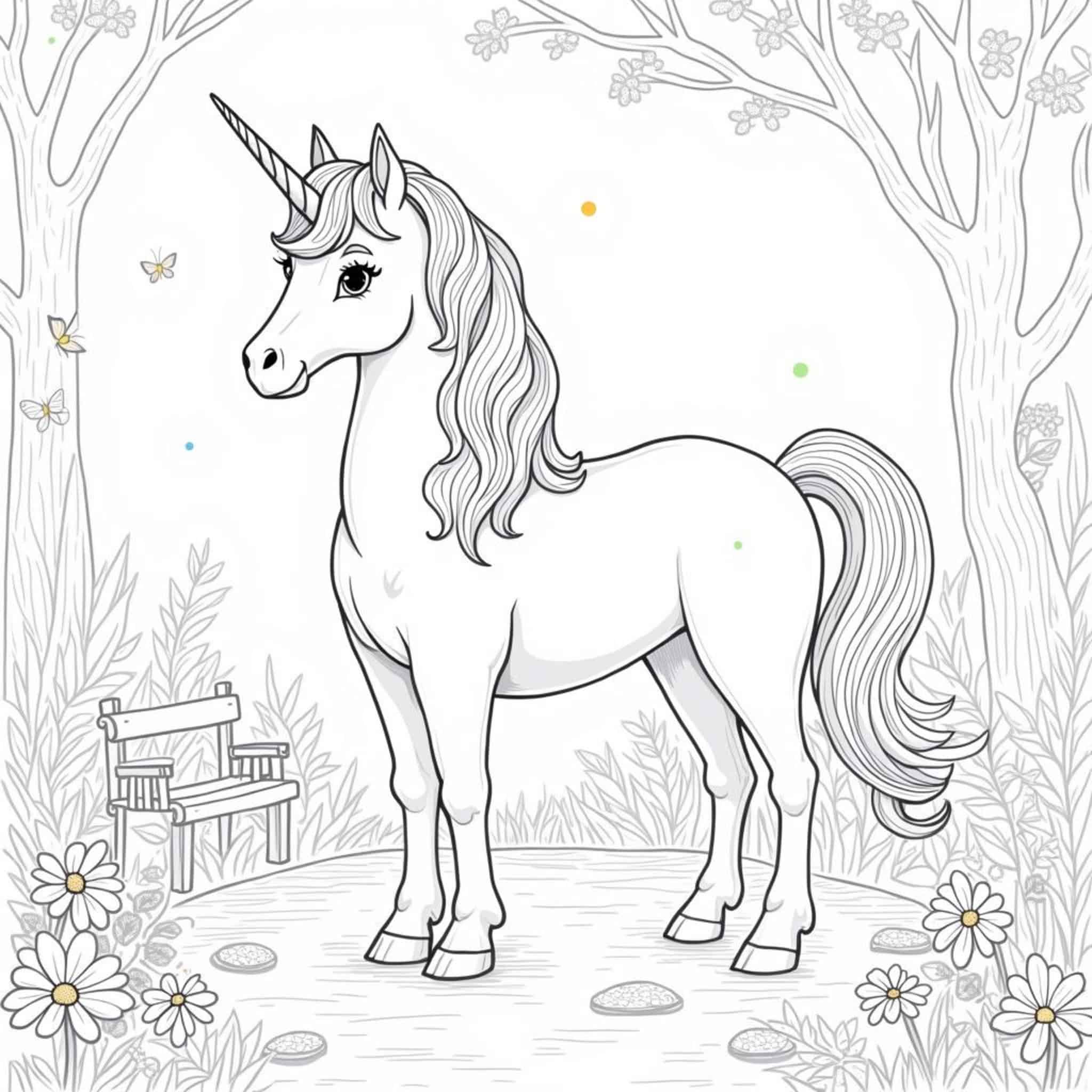 Unicorn-Garten-Lichtcopyright-free-kostenlos-ausmalbild-malvorlage-coloringpage