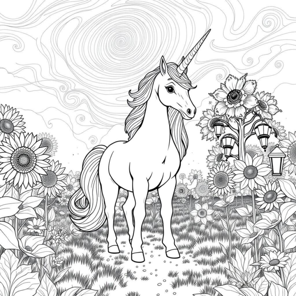 Unicorn-Medaunen-Himmelcopyright-free-kostenlos-ausmalbild-malvorlage-coloringpage