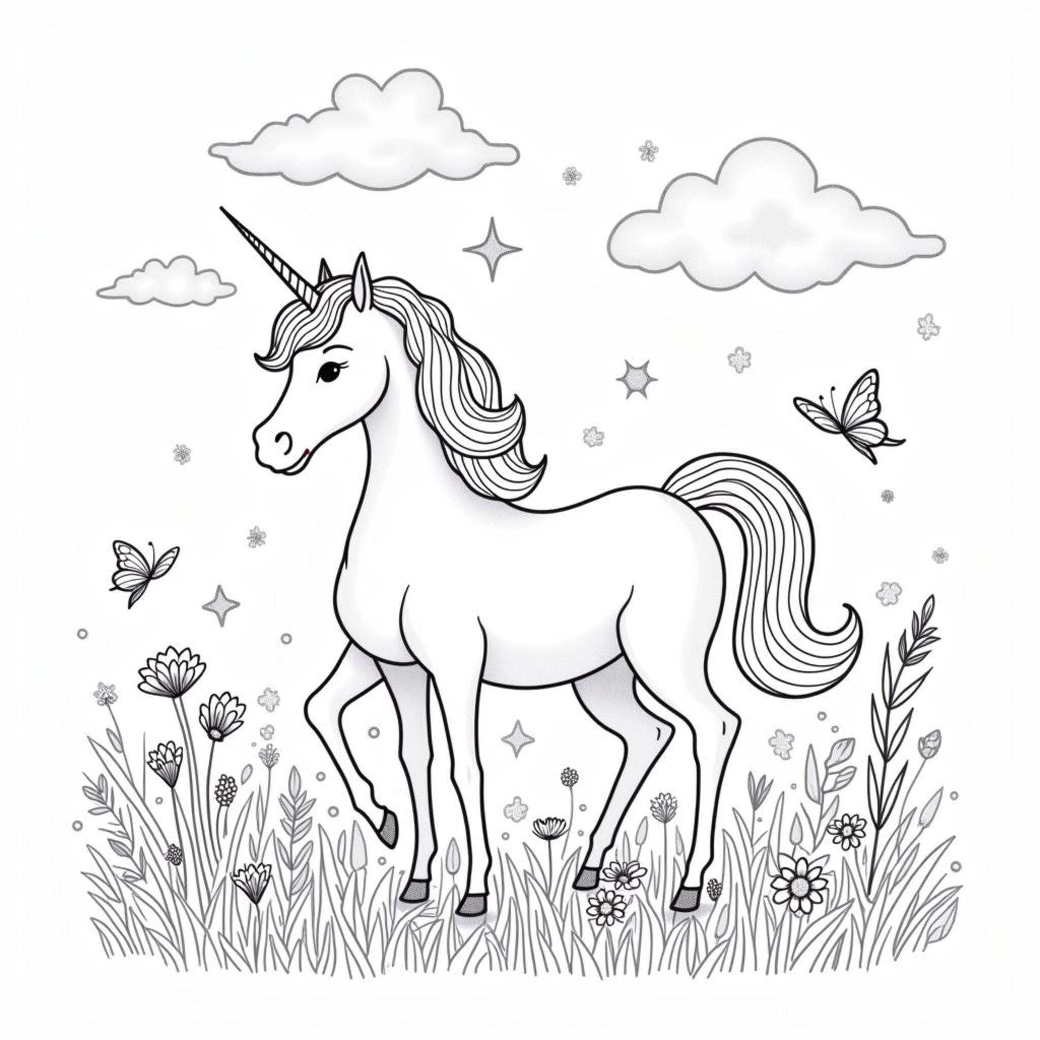 Unicornen-Himmel-Meadowcopyright-free-kostenlos-ausmalbild-malvorlage-coloringpage
