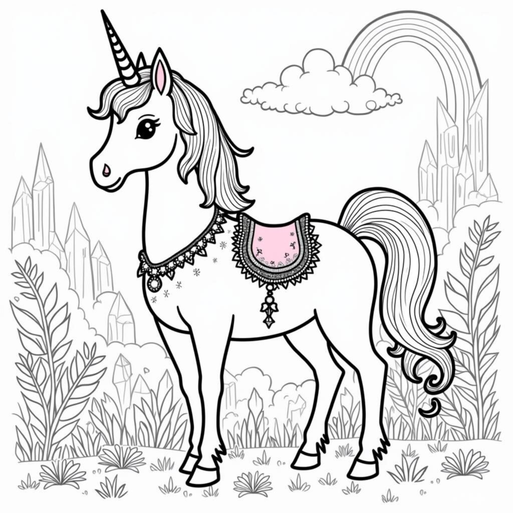 Unicornen-Paradiescopyright-free-kostenlos-ausmalbild-malvorlage-coloringpage