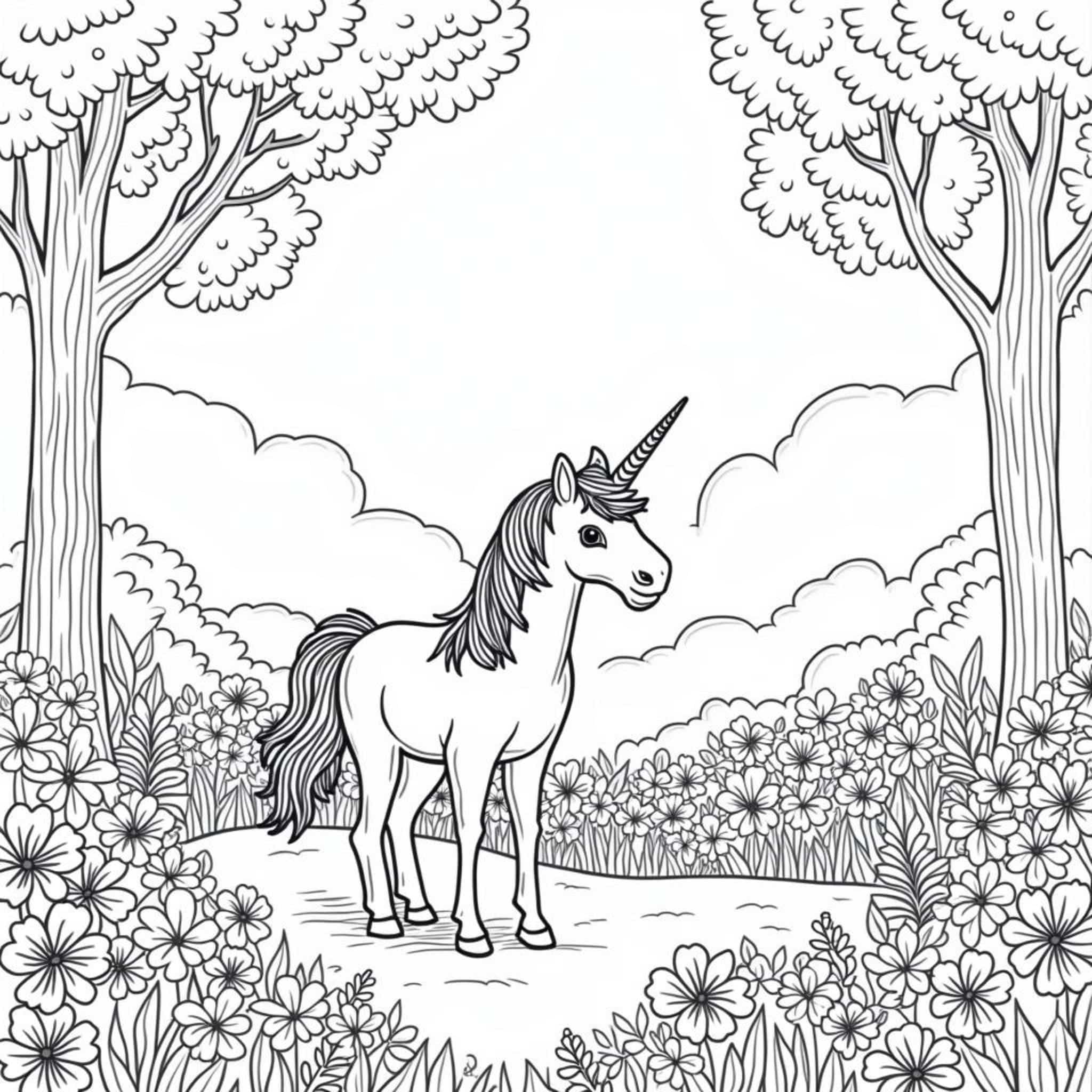 Unicornenzoo-Blumenweltcopyright-free-kostenlos-ausmalbild-malvorlage-coloringpage
